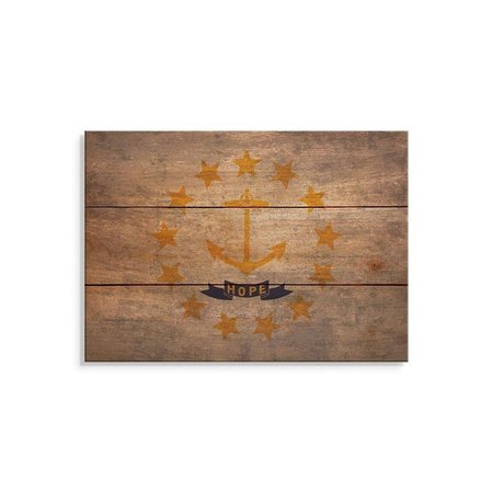 WILE E. WOOD 15 x 11 in. Rhode Island State Flag Wood Art FLRI-1511